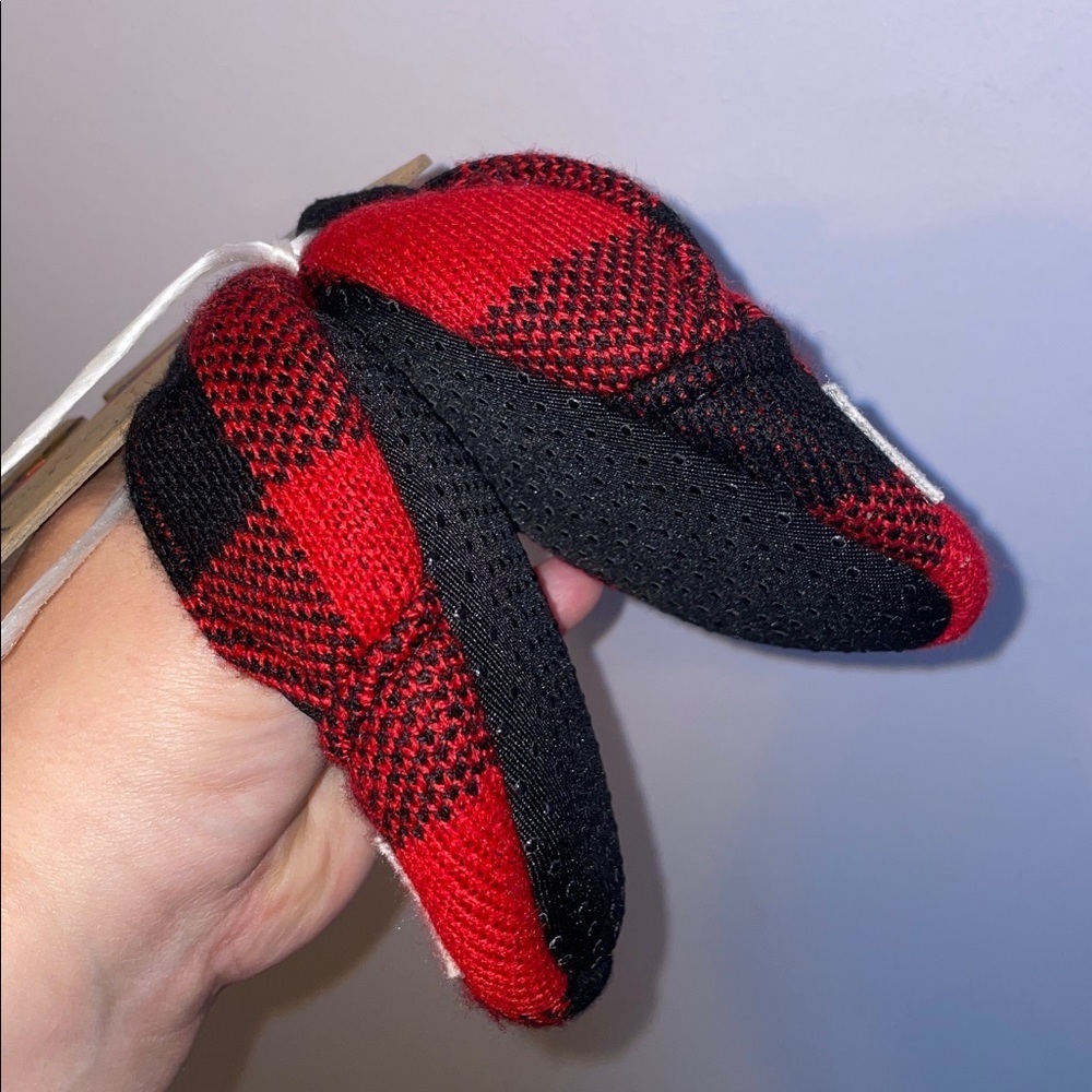 Dearfoams Memory Foam Red Black Buffalo Check Baby Bear Limited Edition Slippers - Picture 11 of 16